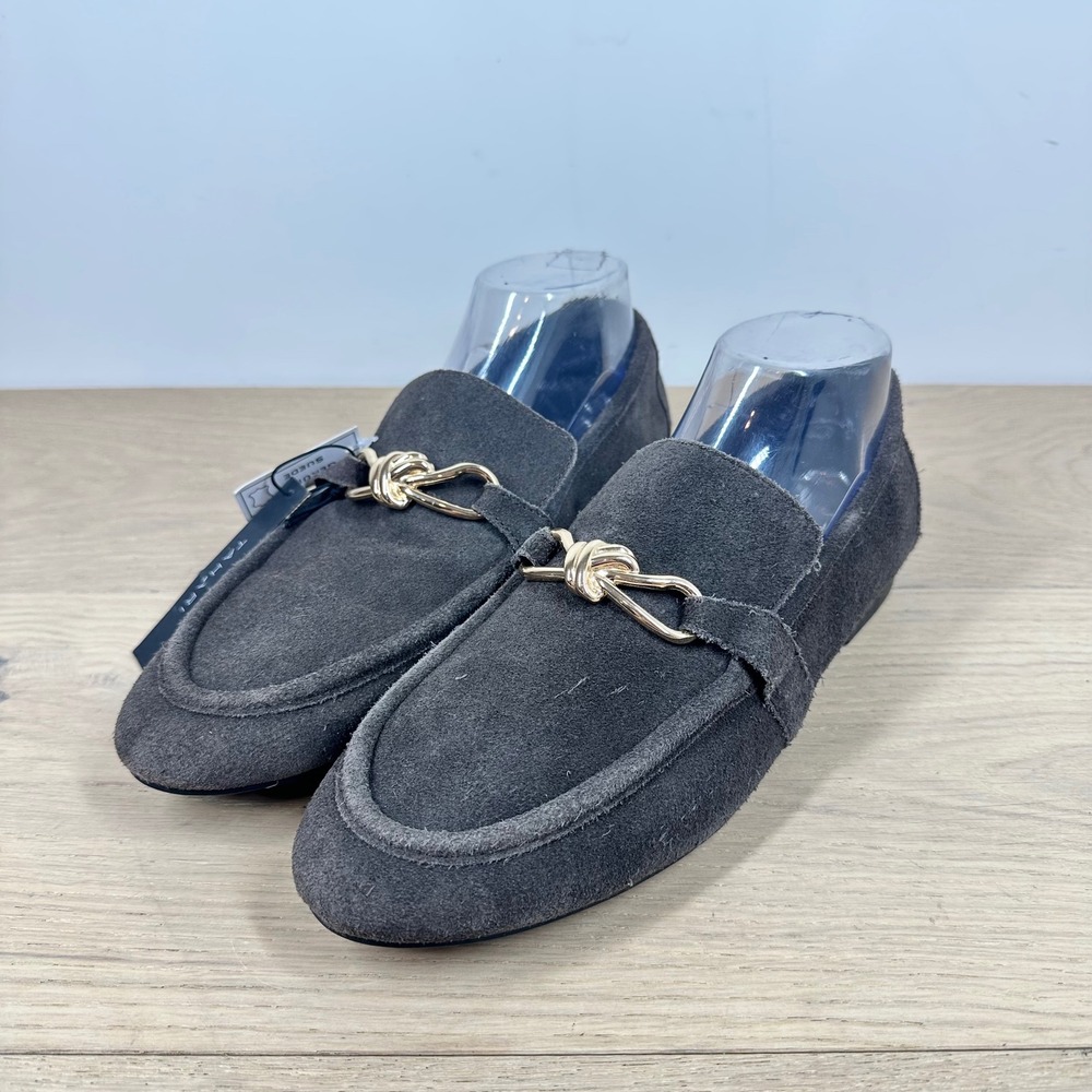 NWT Tahari Loafers Women 9.5 Brown Suede Gold Bit Moc Toe Preppy Classic